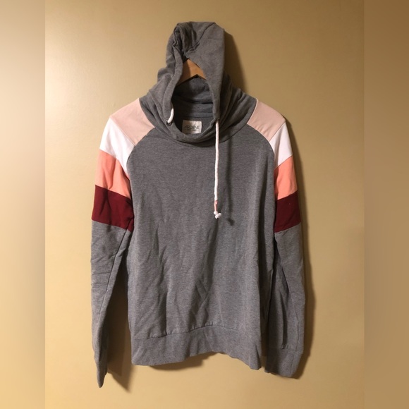 Gray Colourblock Shoulders Long Sleeve Hoodie - Picture 3 of 3
